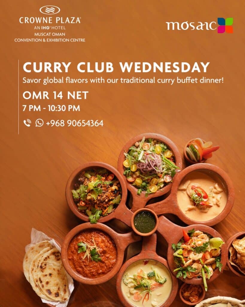 Curry Club Wednesday at Mosaic, Crowne Plaza OCEC